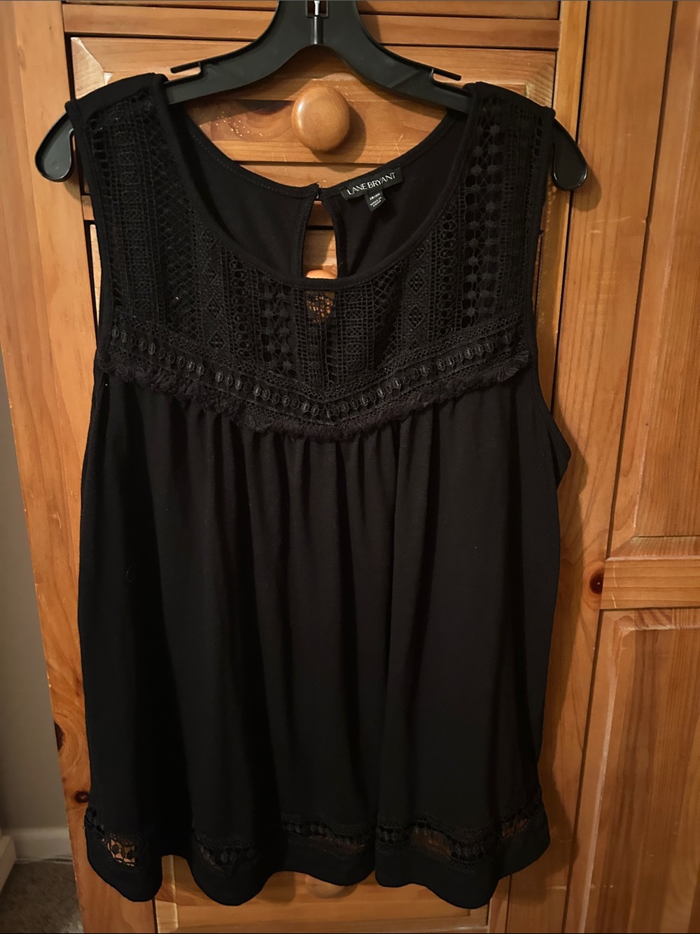 Lane Bryant Black Crochet Yoke Sleeveless Top
